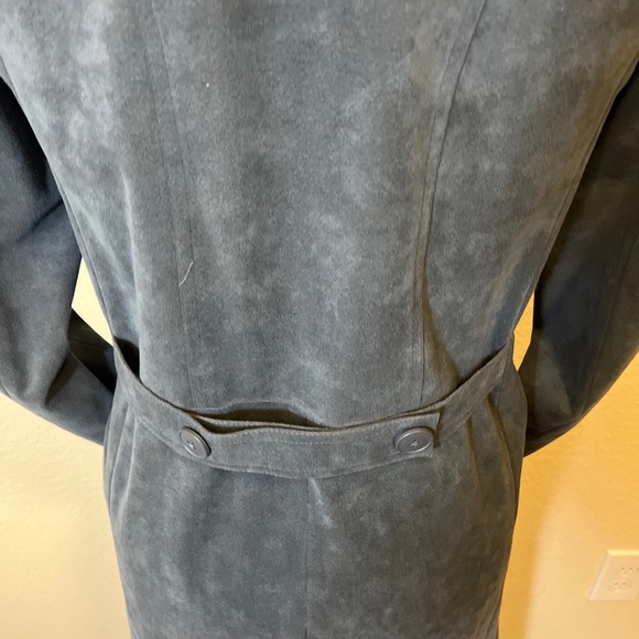 Gino Rossi Women’s Blue/Gray Collared Long Sleeve Button Front Overcoat Size 4 - Picture 7 of 13